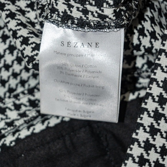 Sezane Women's Clara Trouser pants in Houndtooth Ecru Black Size 34 24w - Picture 8 of 12